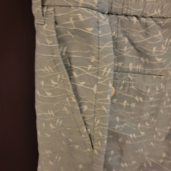 Talbots Light Blue Patterned Front Tie Cotton Women Shorts. Size 10 - Picture 5 of 7